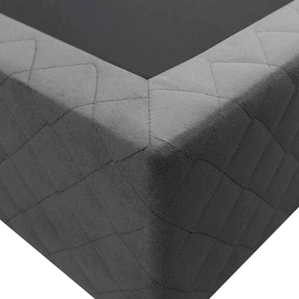 Base Box para Cama Casal 138x188cm Liz S05 Suede Bordado Cinza - Mpozenato