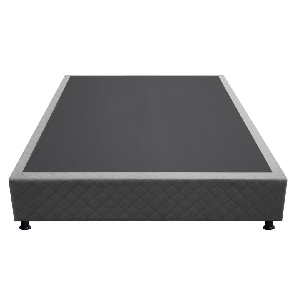 Base Box para Cama Casal 138x188cm Liz S05 Suede Bordado Cinza - Mpozenato