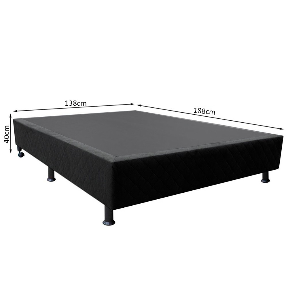 Base Box para Cama Casal 138x188cm Liz S05 Suede Bordado Preto - Mpozenato