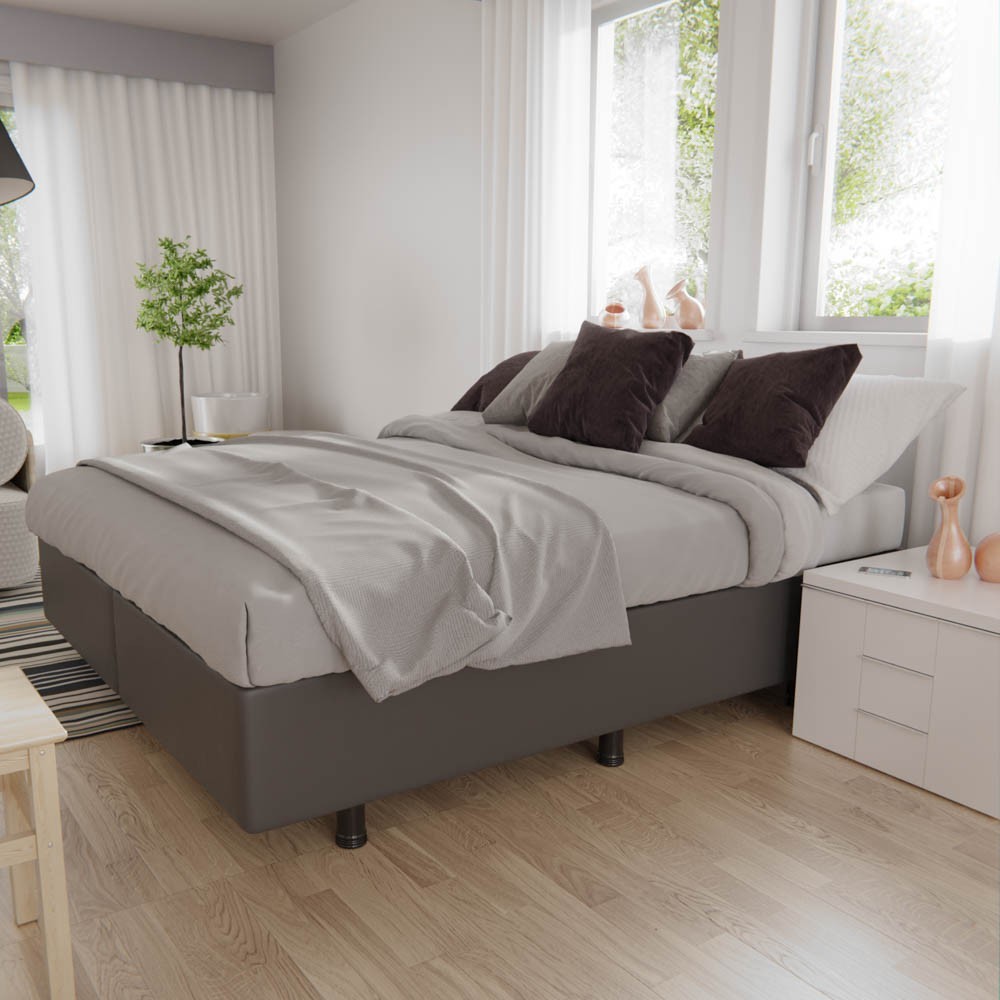 Base Box para Cama Casal King 192x203cm Bipartido Liz S05 Sintético Cinza - Mpozenato