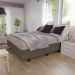 Base Box para Cama Casal King 192x203cm Bipartido Liz S05 Suede Bordado Cinza - Mpozenato