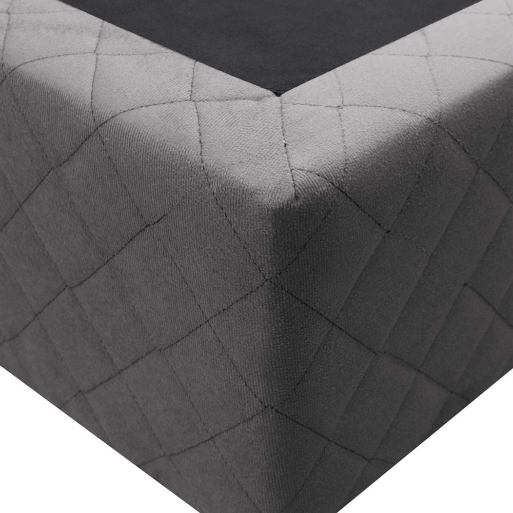Base Box para Cama Casal King 192x203cm Bipartido Liz S05 Suede Bordado Cinza - Mpozenato