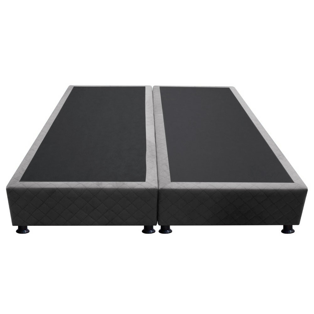 Base Box para Cama Casal King 192x203cm Bipartido Liz S05 Suede Bordado Cinza - Mpozenato