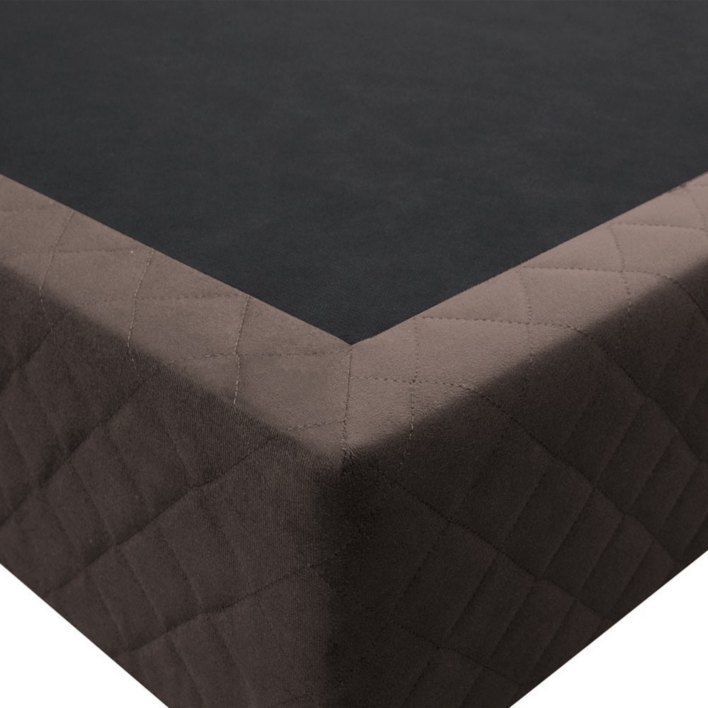 Base Box para Cama Casal King 192x203cm Bipartido Liz S05 Suede Bordado Marrom - Mpozenato