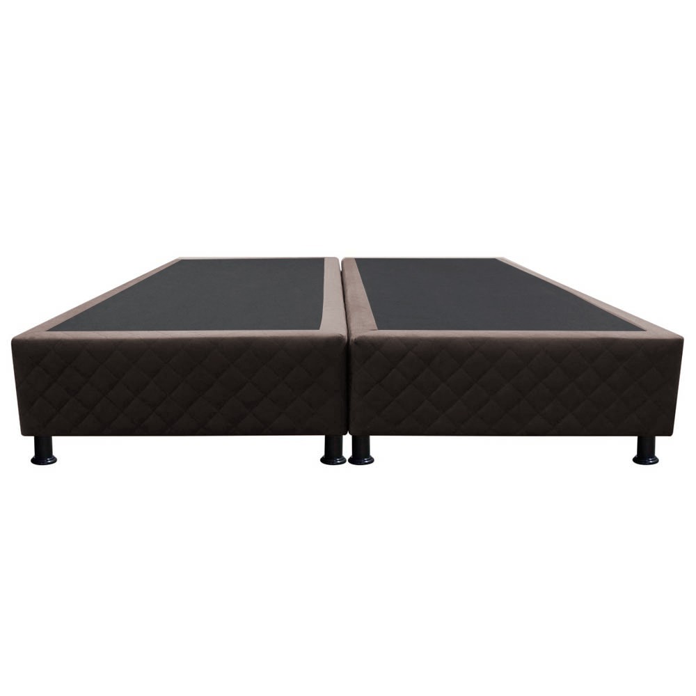 Base Box para Cama Casal King 192x203cm Bipartido Liz S05 Suede Bordado Marrom - Mpozenato