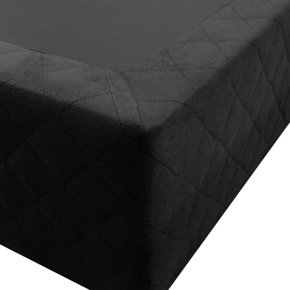 Base Box para Cama Casal King 192x203cm Bipartido Liz S05 Suede Bordado Preto - Mpozenato