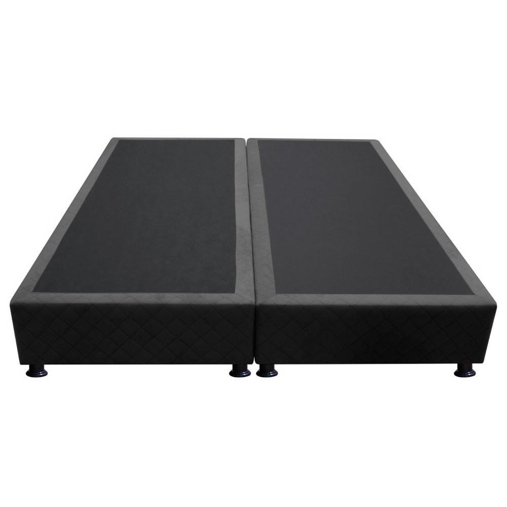 Base Box para Cama Casal King 192x203cm Bipartido Liz S05 Suede Bordado Preto - Mpozenato