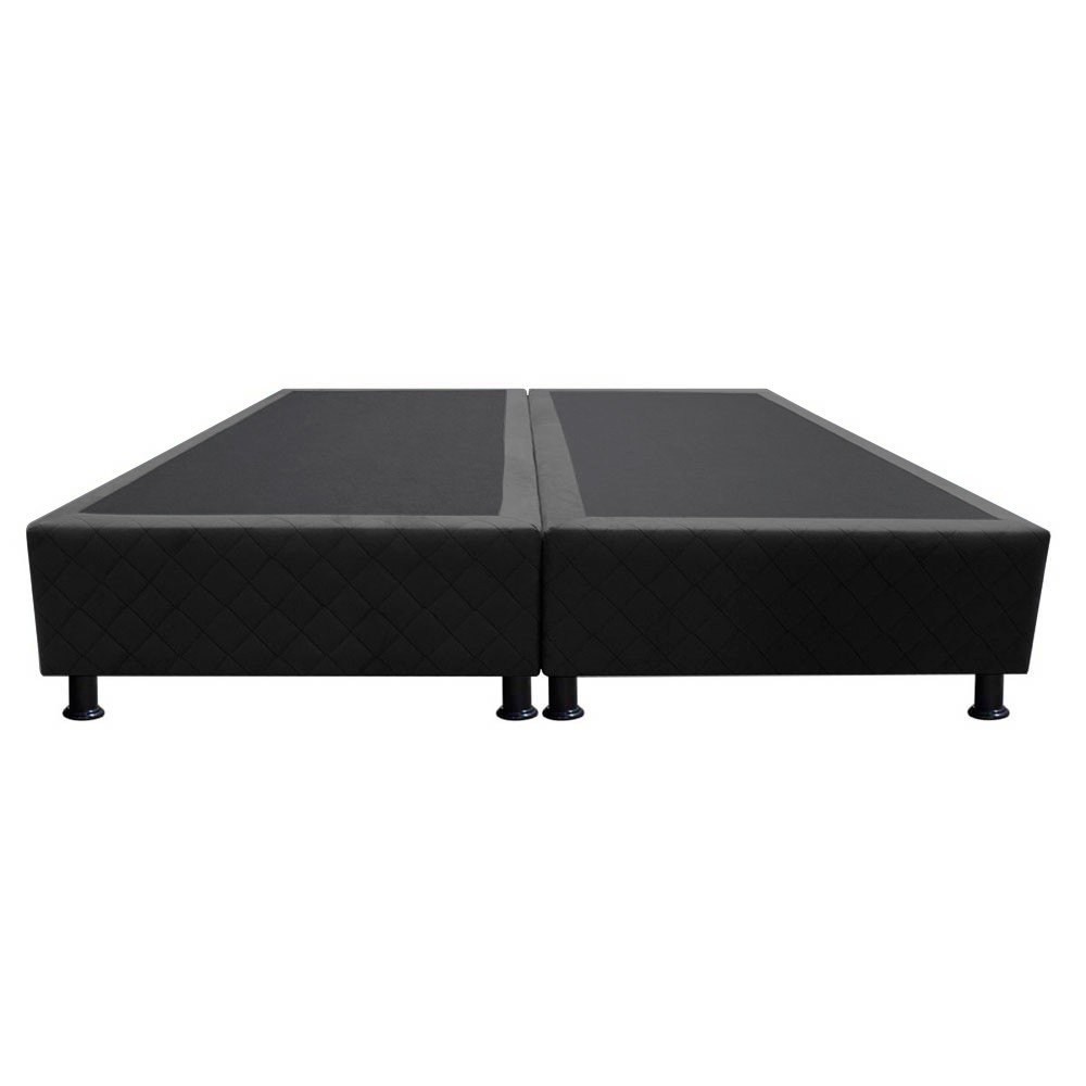 Base Box para Cama Casal King 192x203cm Bipartido Liz S05 Suede Bordado Preto - Mpozenato