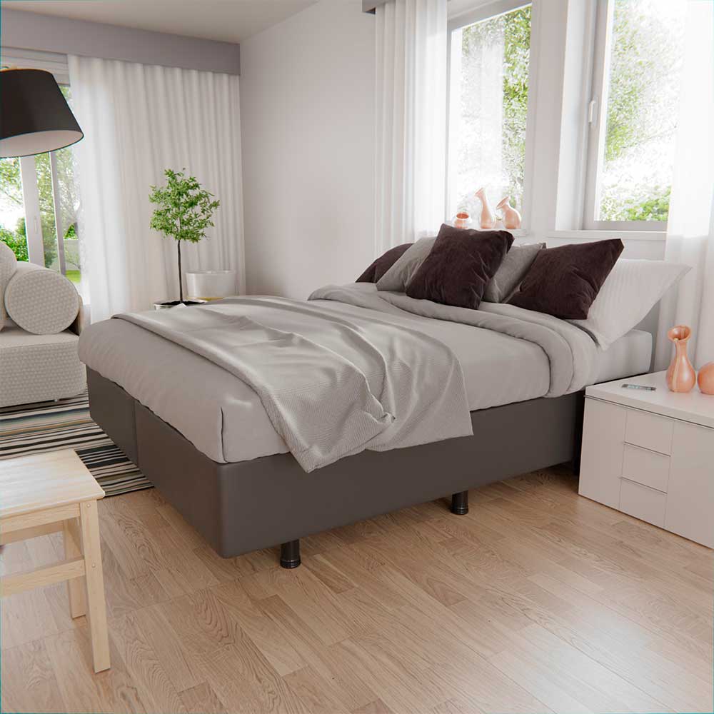 Base Box para Cama Casal Queen 158x198cm Bipartido Liz S05 Sintético Cinza - Mpozenato