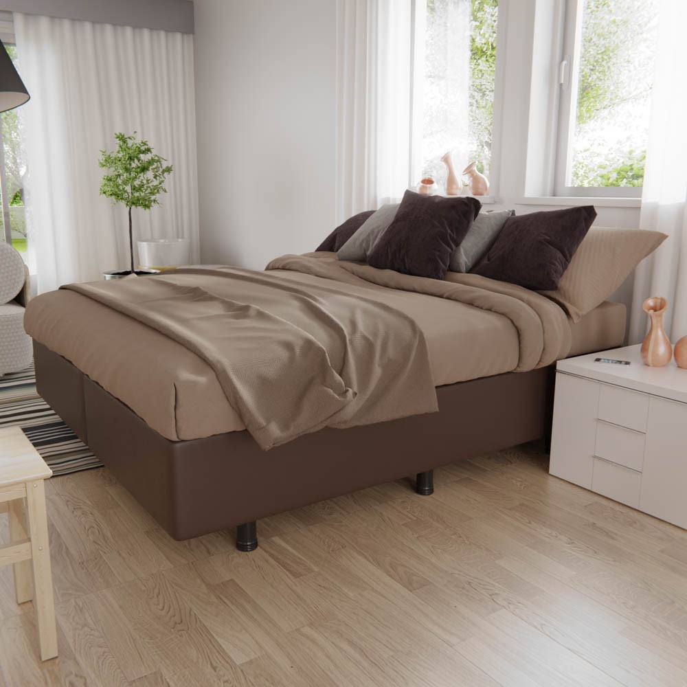 Base Box para Cama Casal Queen 158x198cm Bipartido Liz S05 Sintético Marrom - Mpozenato