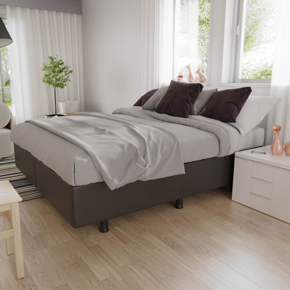 Base Box para Cama Casal Queen 158x198cm Bipartido Liz S05 Sintético Preto - Mpozenato