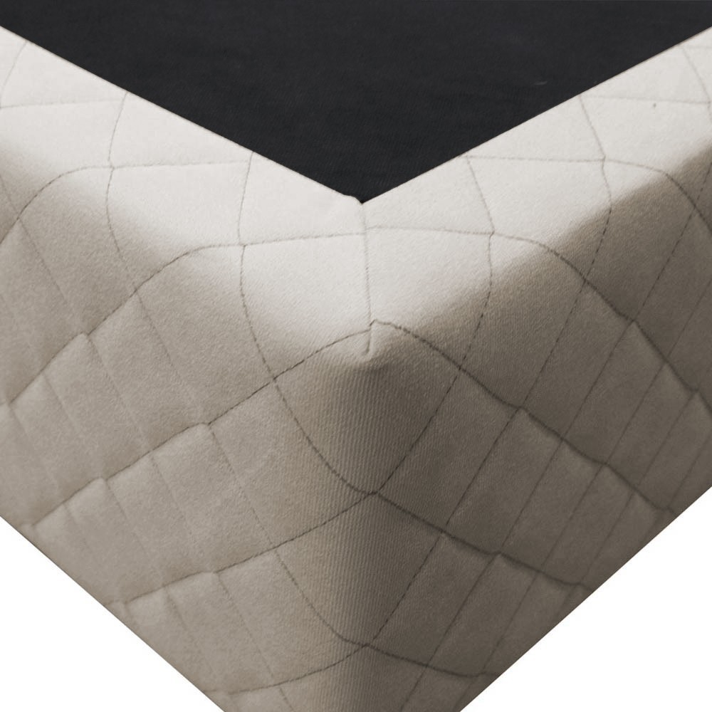 Base Box para Cama Casal Queen 158x198cm Bipartido Liz S05 Suede Bordado Bege - Mpozenato