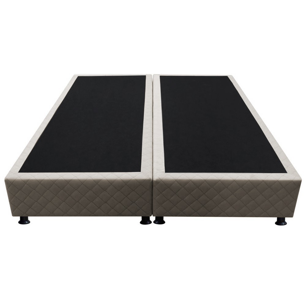 Base Box para Cama Casal Queen 158x198cm Bipartido Liz S05 Suede Bordado Bege - Mpozenato