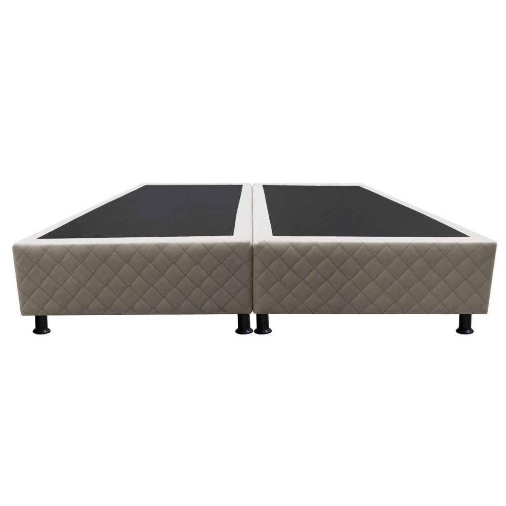 Base Box para Cama Casal Queen 158x198cm Bipartido Liz S05 Suede Bordado Bege - Mpozenato