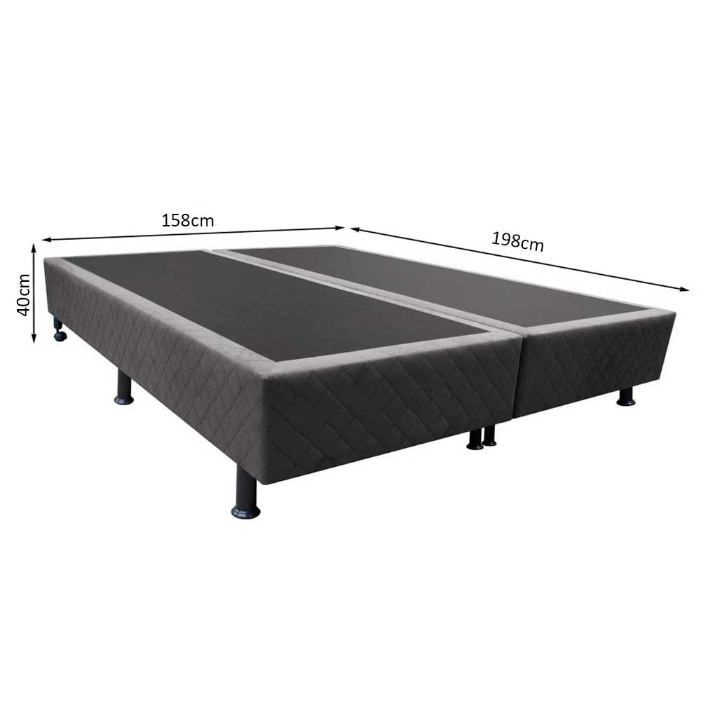Base Box para Cama Casal Queen 158x198cm Bipartido Liz S05 Suede Bordado Cinza - Mpozenato