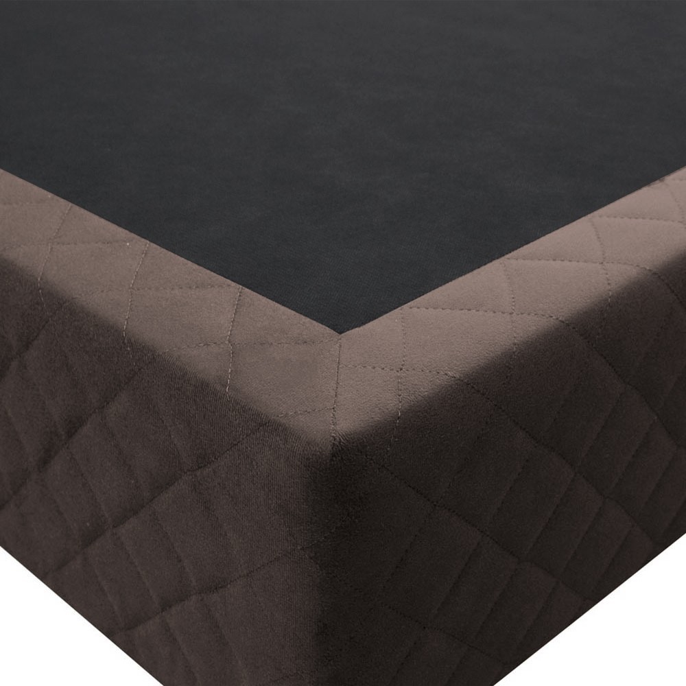 Base Box para Cama Casal Queen 158x198cm Bipartido Liz S05 Suede Bordado Marrom - Mpozenato