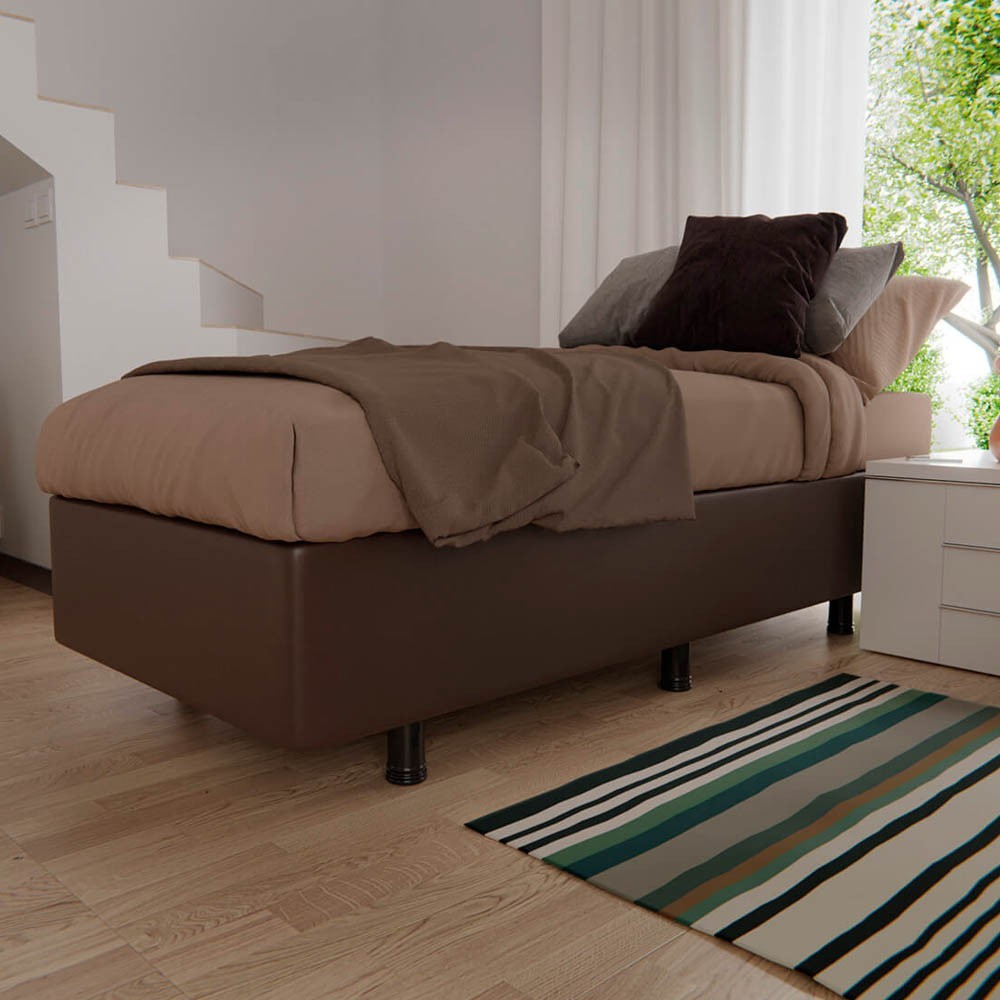 Base Box para Cama Solteiro 88x188cm Liz S05 Sintético Marrom - Mpozenato