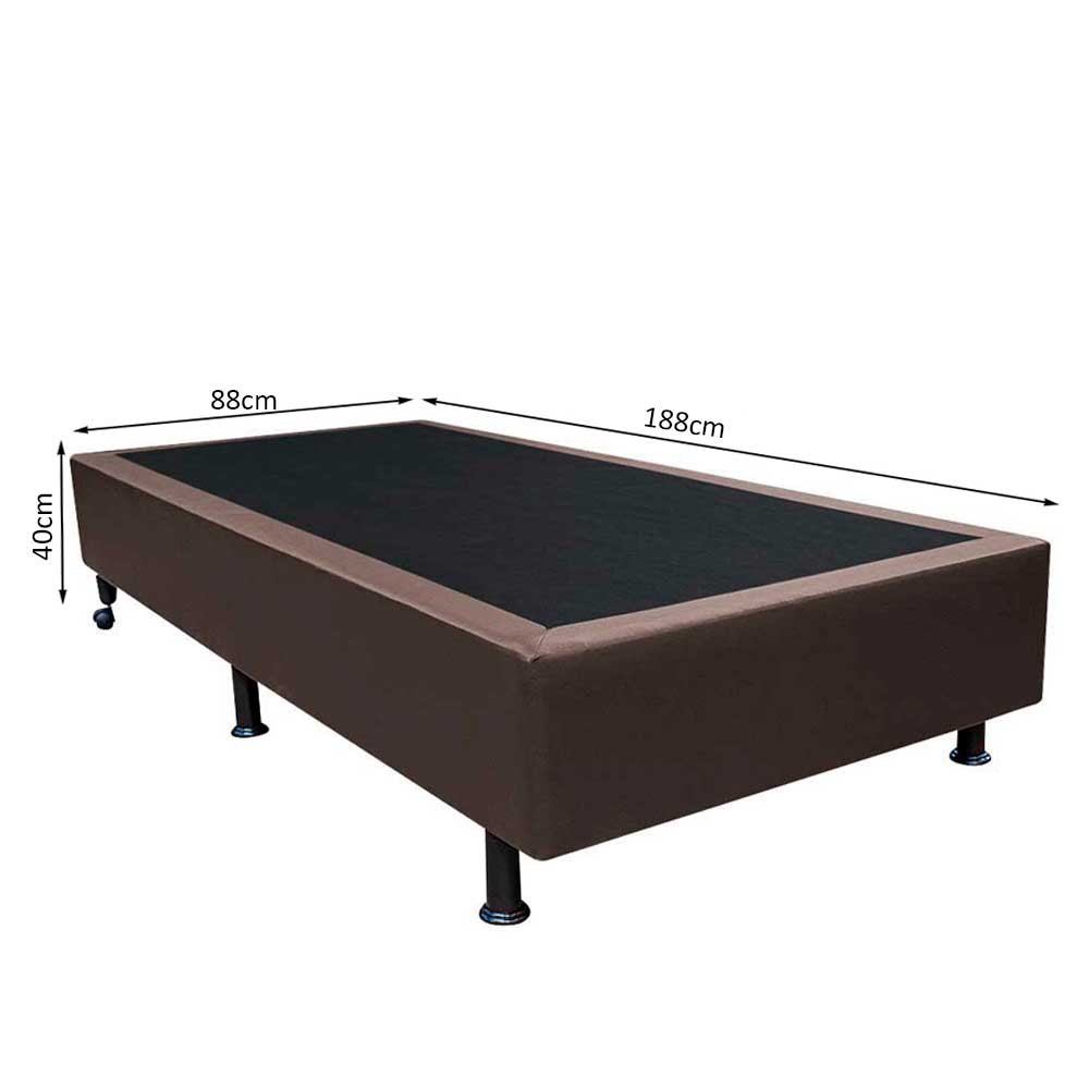 Base Box para Cama Solteiro 88x188cm Liz S05 Sintético Marrom - Mpozenato