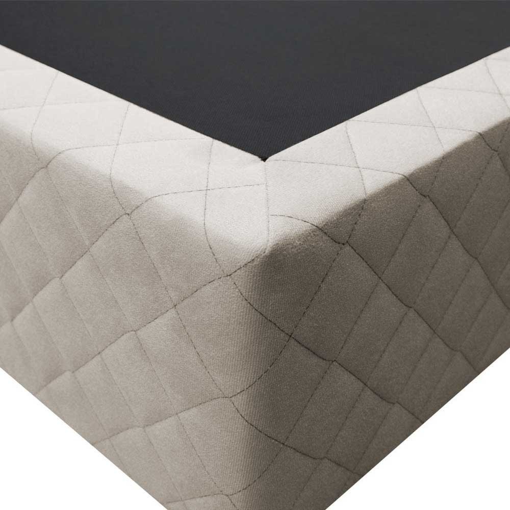 Base Box para Cama Solteiro 88x188cm Liz S05 Suede Bordado Bege - Mpozenato