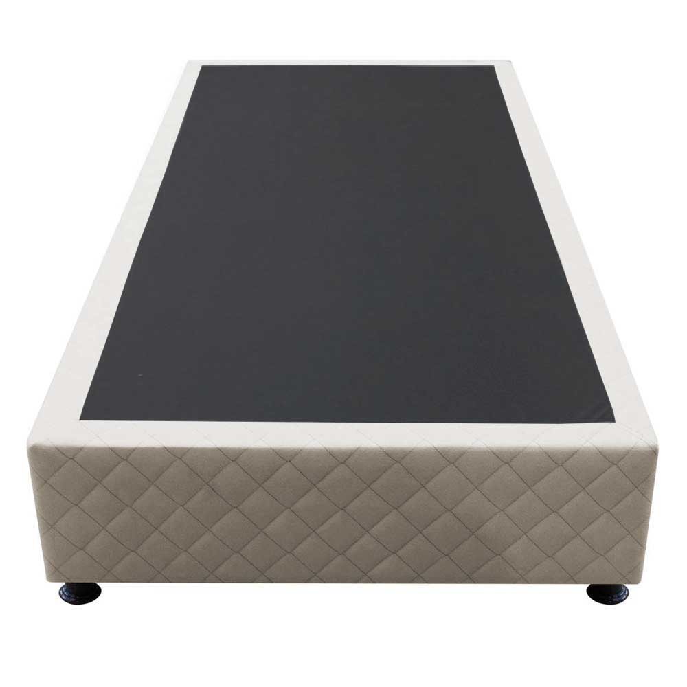 Base Box para Cama Solteiro 88x188cm Liz S05 Suede Bordado Bege - Mpozenato