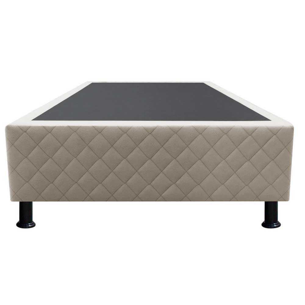 Base Box para Cama Solteiro 88x188cm Liz S05 Suede Bordado Bege - Mpozenato