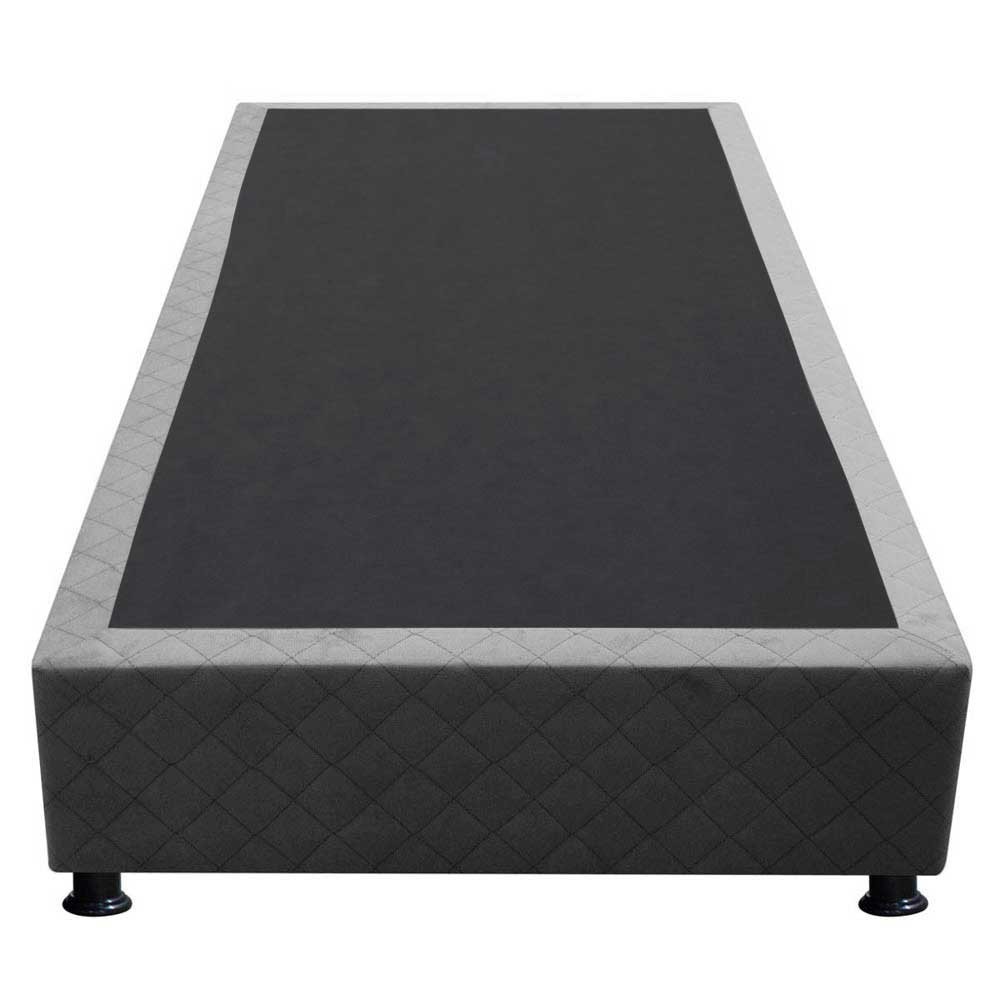 Base Box para Cama Solteiro 88x188cm Liz S05 Suede Bordado Cinza - Mpozenato