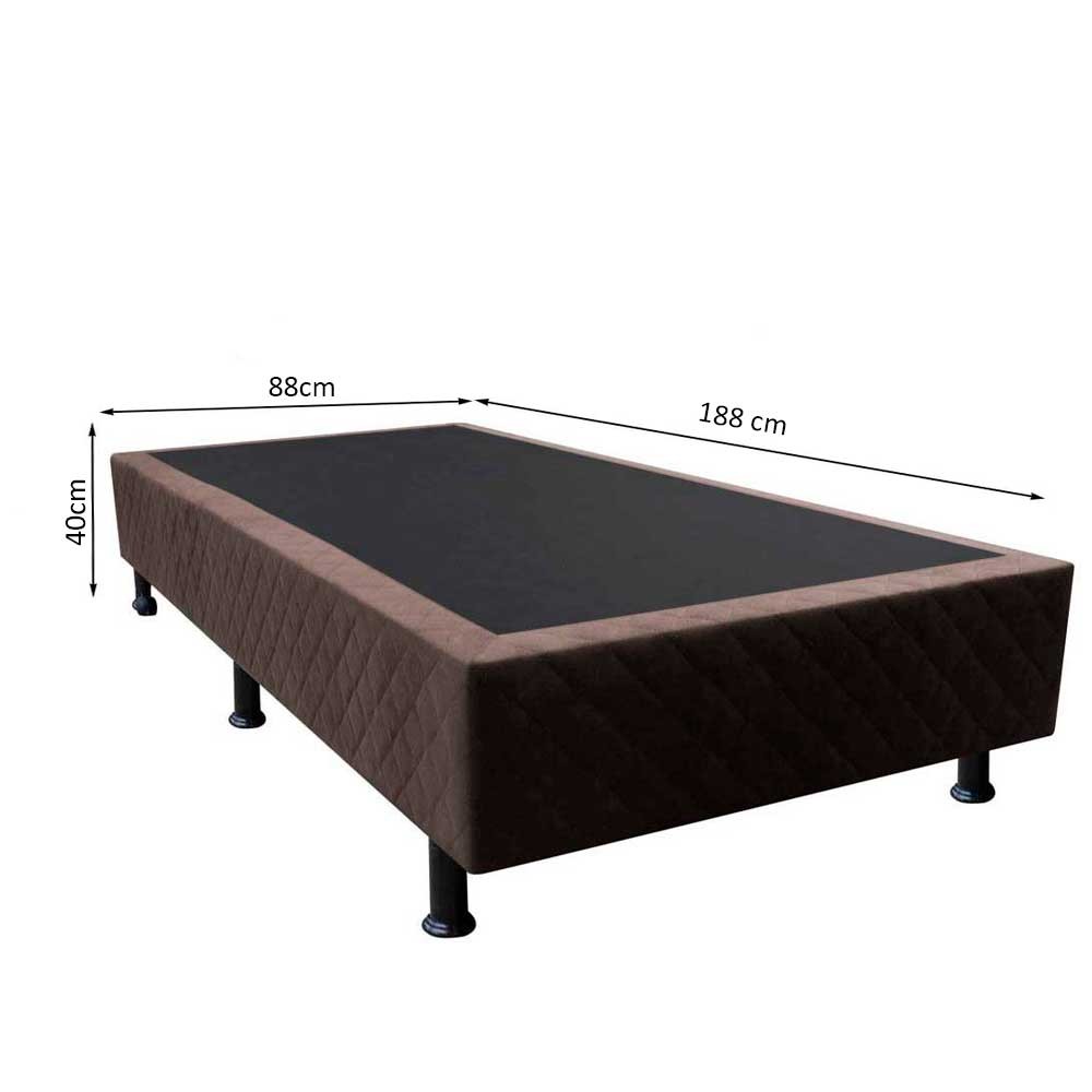 Base Box para Cama Solteiro 88x188cm Liz S05 Suede Bordado Marrom - Mpozenato