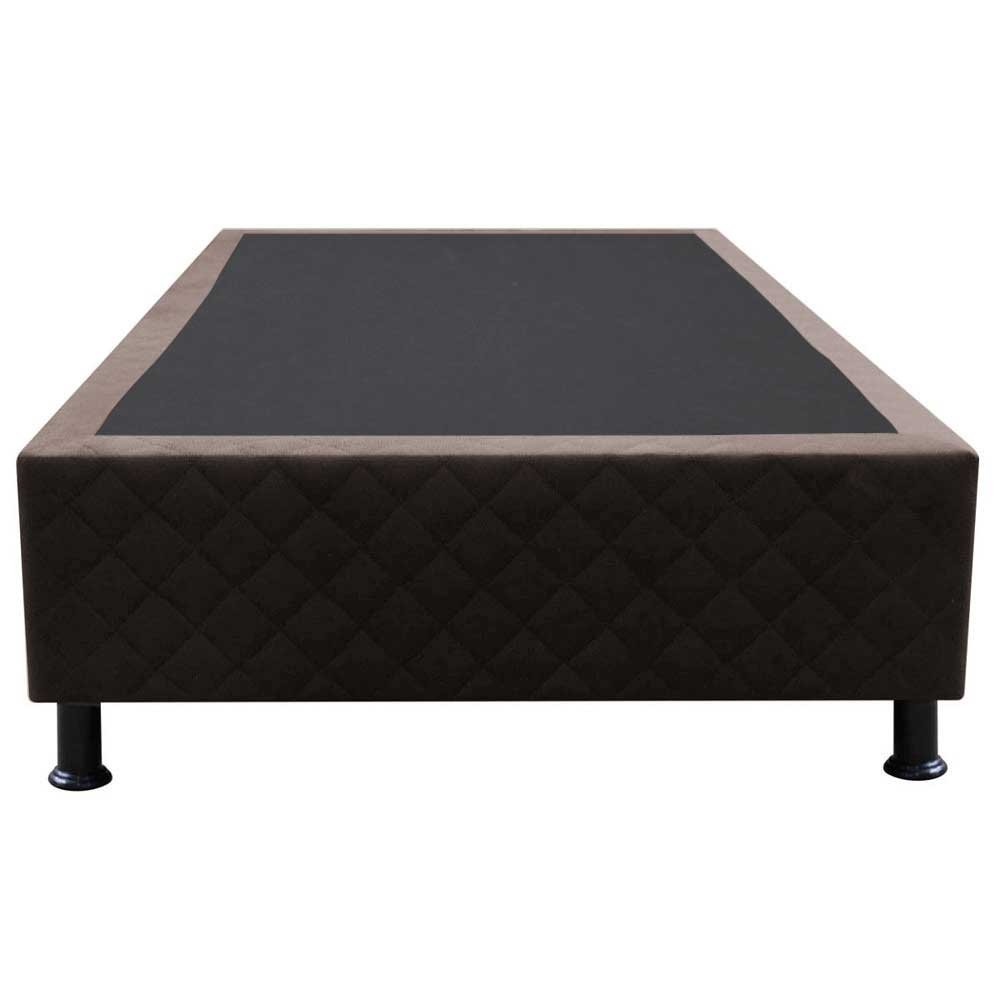 Base Box para Cama Solteiro 88x188cm Liz S05 Suede Bordado Marrom - Mpozenato
