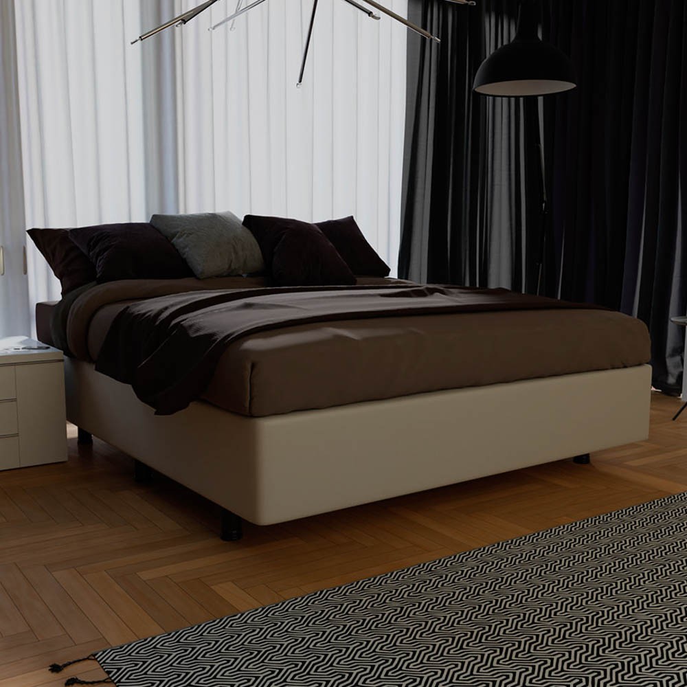 Base Box para Cama Viúva 128x188cm Liz S05 Sintético Bege - Mpozenato