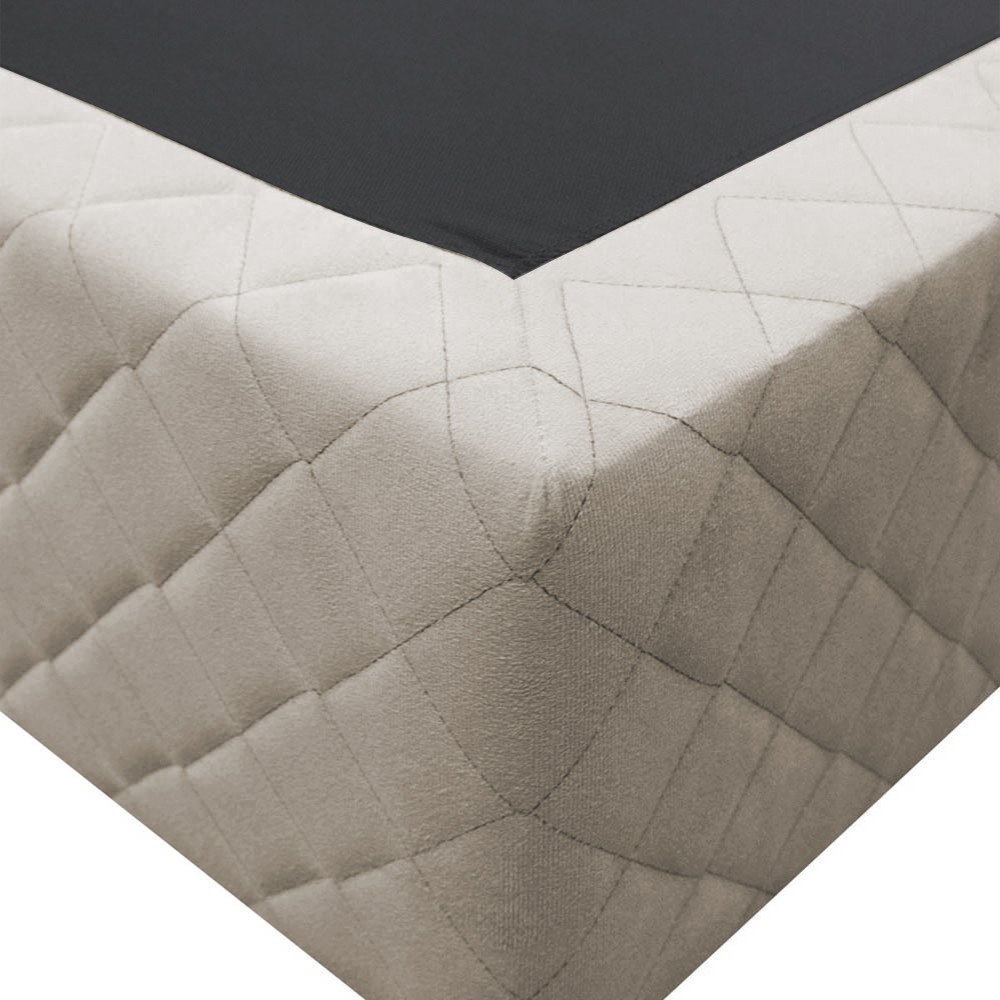 Base Box para Cama Viúva 128x188cm Liz S05 Suede Bordado Bege - Mpozenato