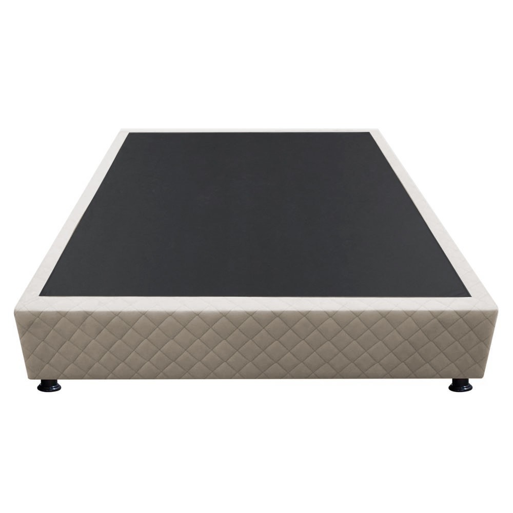 Base Box para Cama Viúva 128x188cm Liz S05 Suede Bordado Bege - Mpozenato