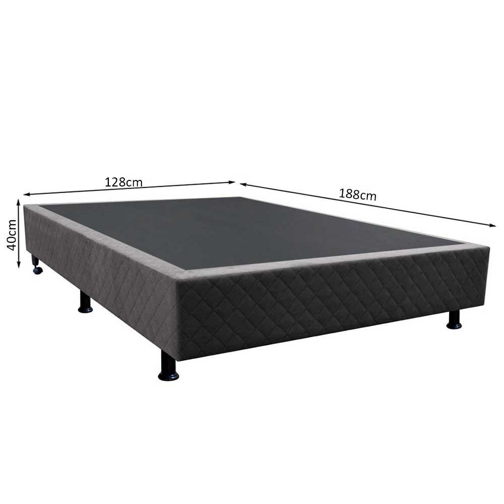 Base Box para Cama Viúva 128x188cm Liz S05 Suede Bordado Cinza - Mpozenato