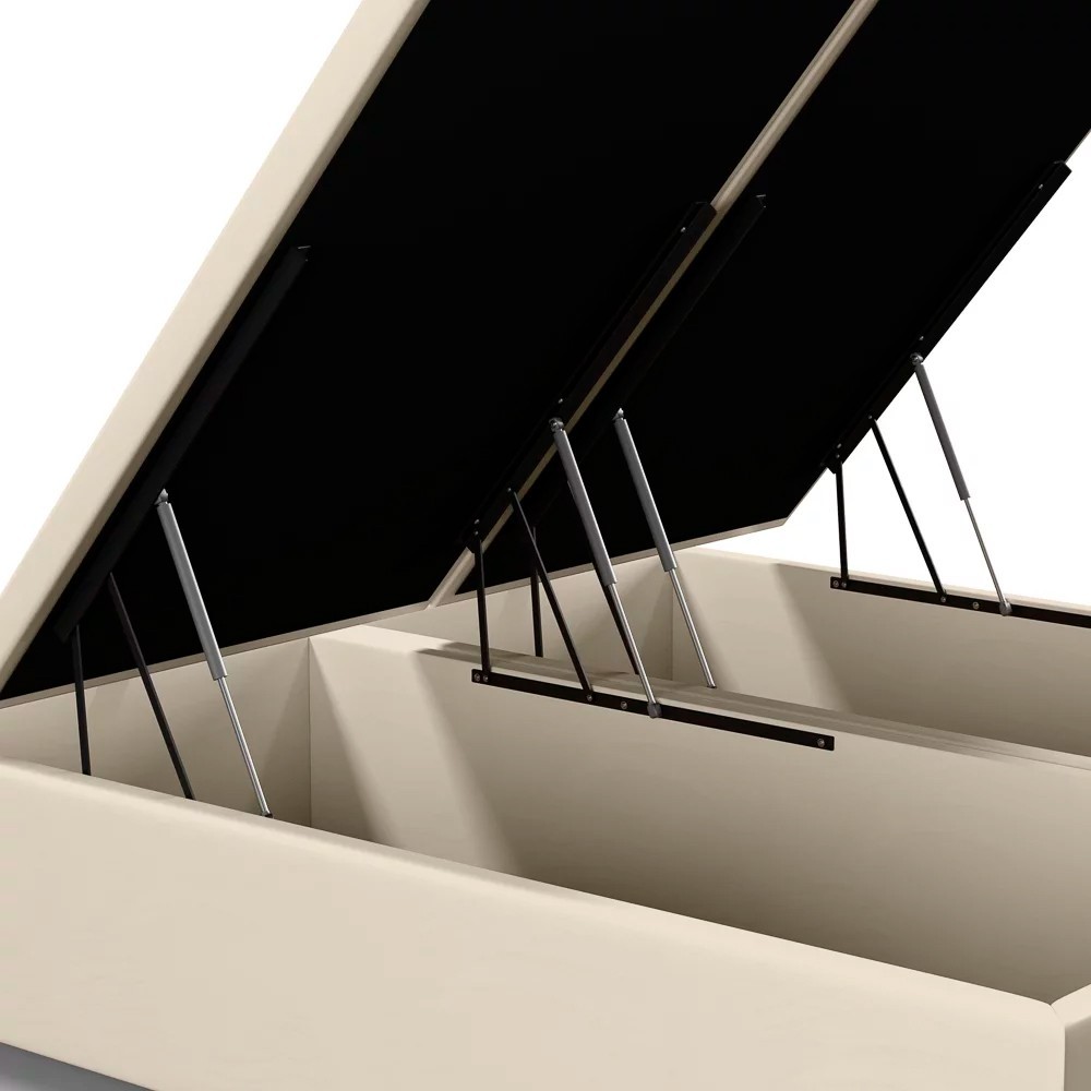 Base Cama Box Baú Casal Queen 158cm Hit Z04 Sintético Bege- Mpozenato