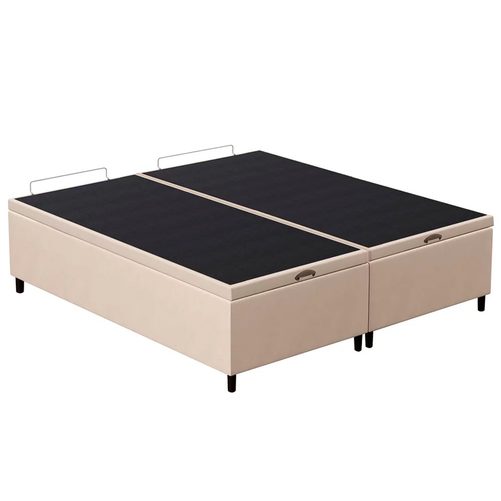 Base Cama Box Baú Casal Queen 158cm Hit Z04 Suede Bege - Mpozenato