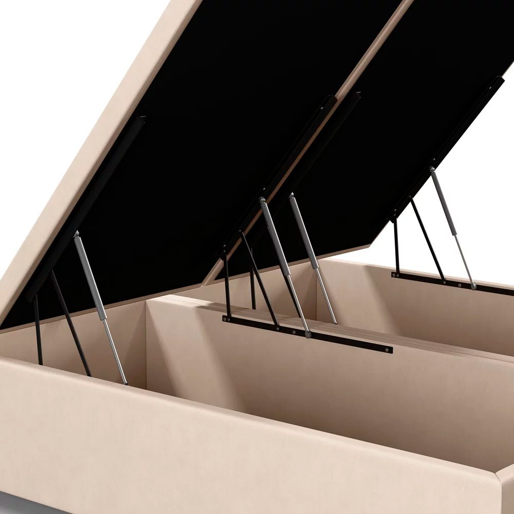 Base Cama Box Baú Casal Queen 158cm Hit Z04 Suede Bege - Mpozenato