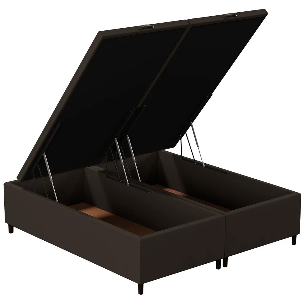 Base Cama Box Baú Casal Queen 158cm Hit Z04 Suede Marrom - Mpozenato