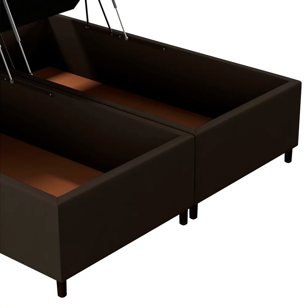 Base Cama Box Baú Casal Queen 158cm Hit Z04 Suede Marrom - Mpozenato