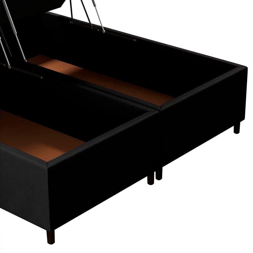 Base Cama Box Baú Casal Queen 158cm Hit Z04 Suede Preto - Mpozenato