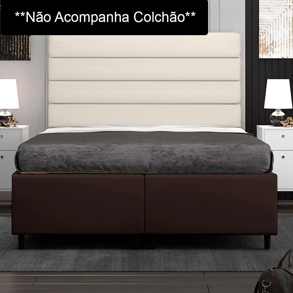 Base Cama Box Casal Queen 158cm Bipartido Hit Z04 Sintético Marrom - Mpozenato