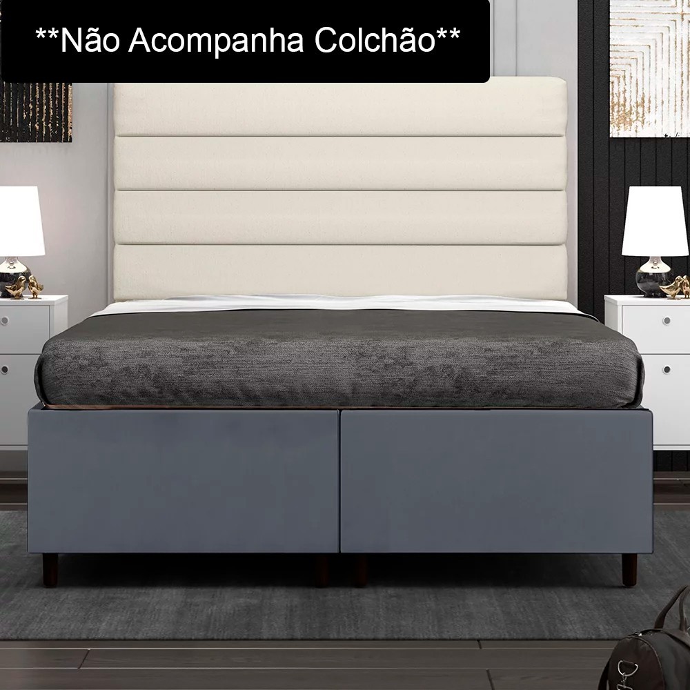 Base Cama Box Casal Queen 158cm Bipartido Hit Z04 Suede Cinza - Mpozenato