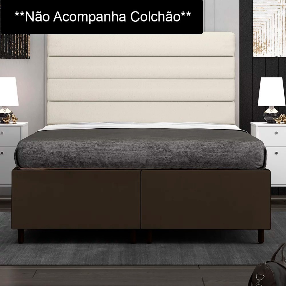 Base Cama Box Casal Queen 158cm Bipartido Hit Z04 Suede Marrom - Mpozenato