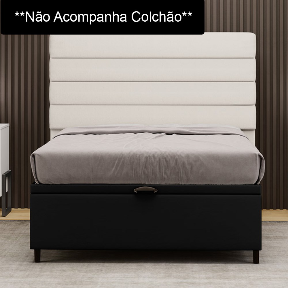 Base para Cama Box Baú Casal 138x188cm Hit I02 Corano Preto - Mpozenato