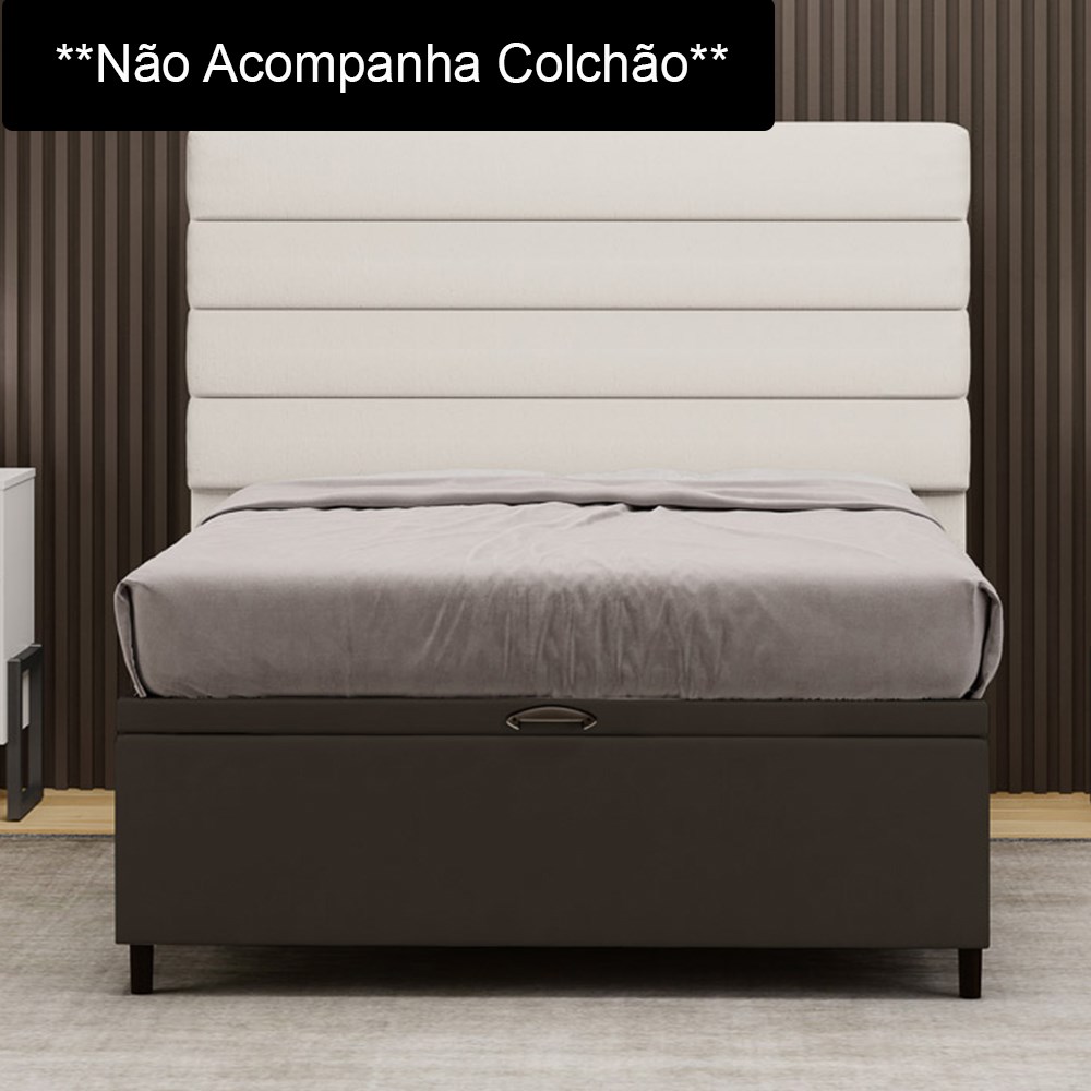Base para Cama Box Baú Casal 138x188cm Hit I02 Suede Marrom - Mpozenato