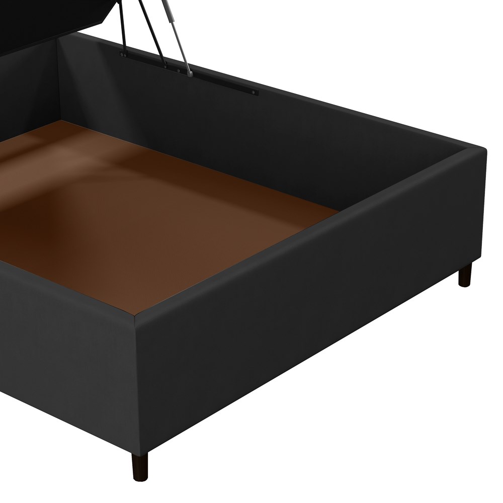 Base para Cama Box Baú Casal 138x188cm Hit I02 Suede Preto - Mpozenato