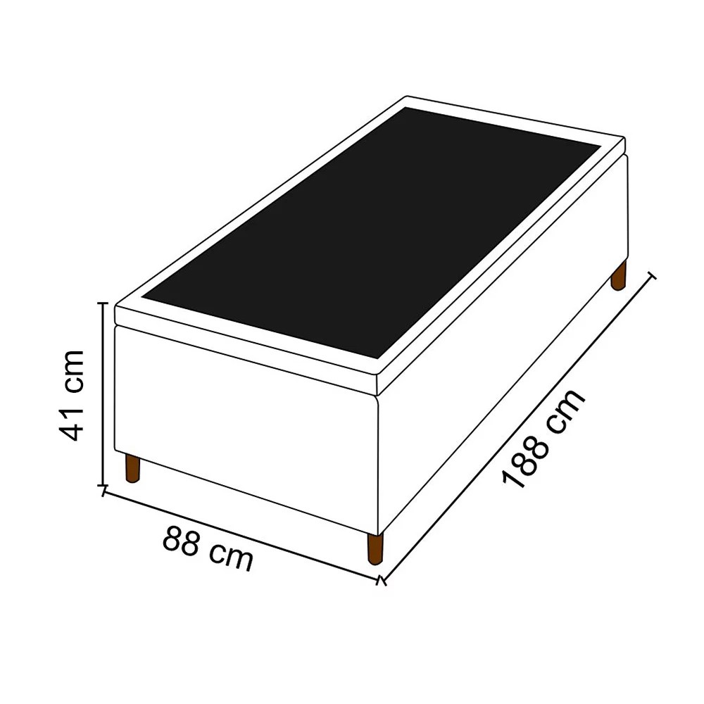Base para Cama Box Baú Solteiro 88x188cm Hit Z04 Suede Preto - Mpozenato