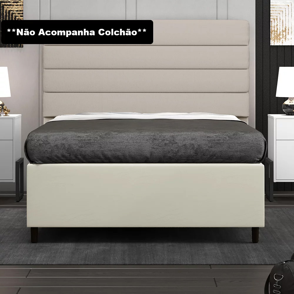 Base para Cama Box Casal 138x188cm Hit Z04 Sintético Bege - Mpozenato