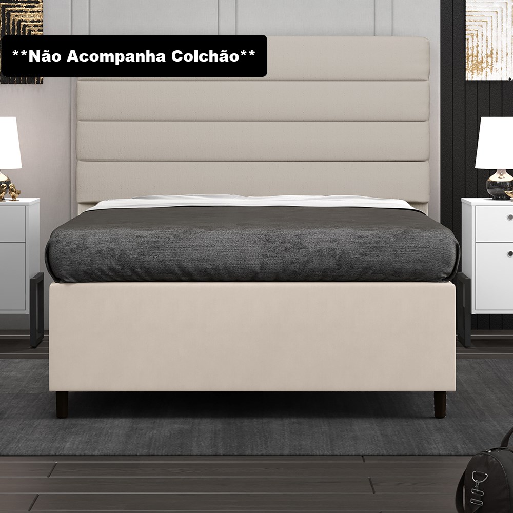 Base para Cama Box Casal 138x188cm Hit Z04 Suede Bege - Mpozenato