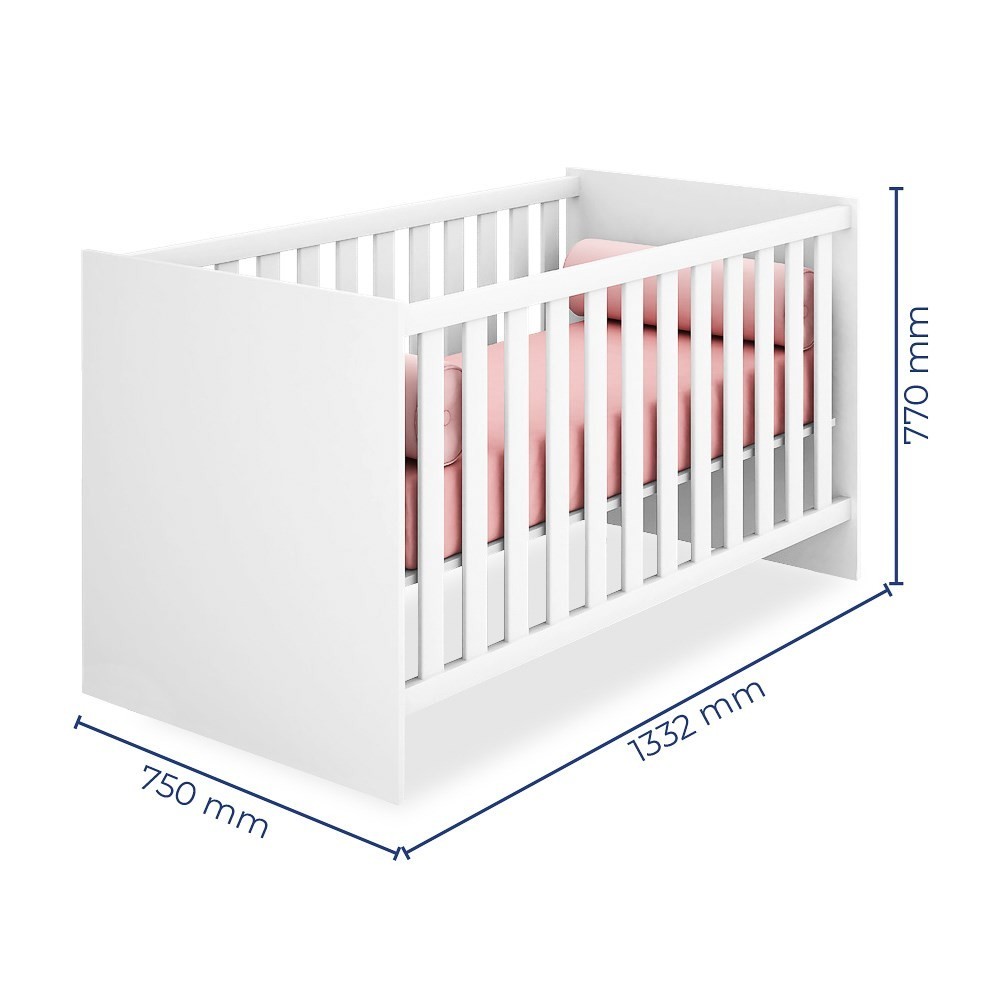 Berço Quarto Bebê Mini Cama Certificado pelo Inmetro Doce Sonho e Armário Multiuso Bell Q02 Branco - Mpozenato