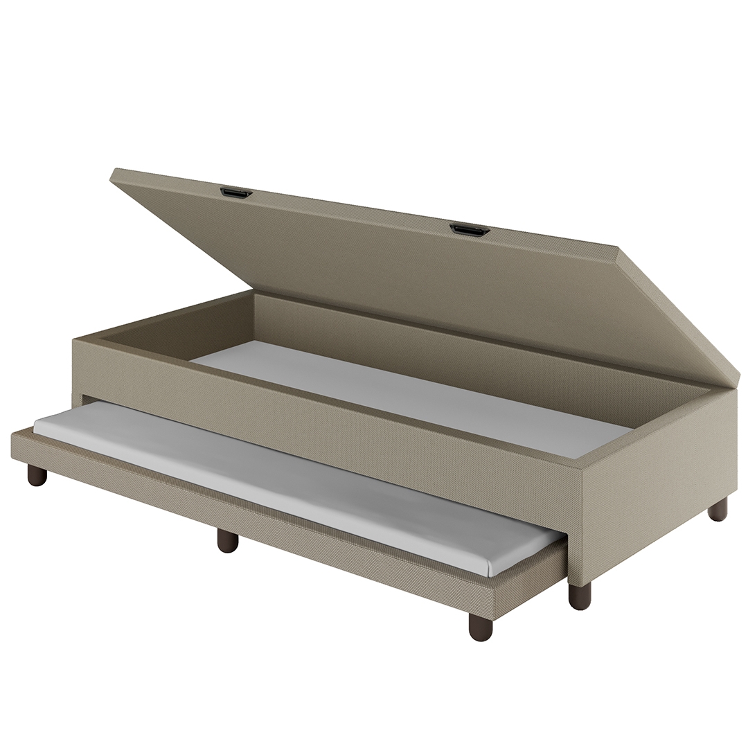 Bicama Box Baú Solteirão 96x188 cm Samy S05 Linho Bege - Mpozenato