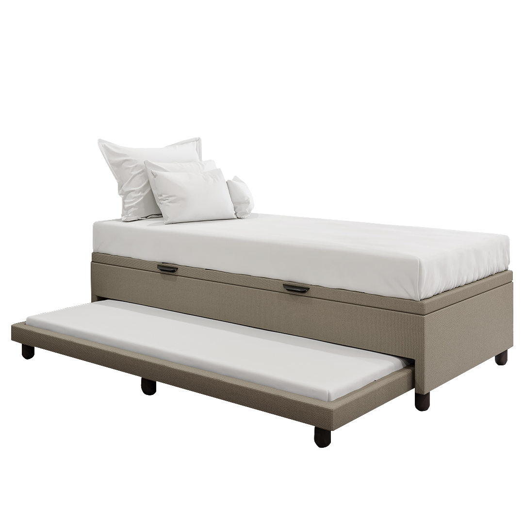 Bicama Box Baú Solteirão 96x188 cm Samy S05 Linho Bege - Mpozenato